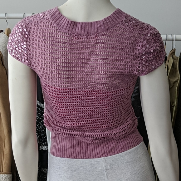 5/$45 Pink Knit Sequin Cardigan - Picture 3 of 3